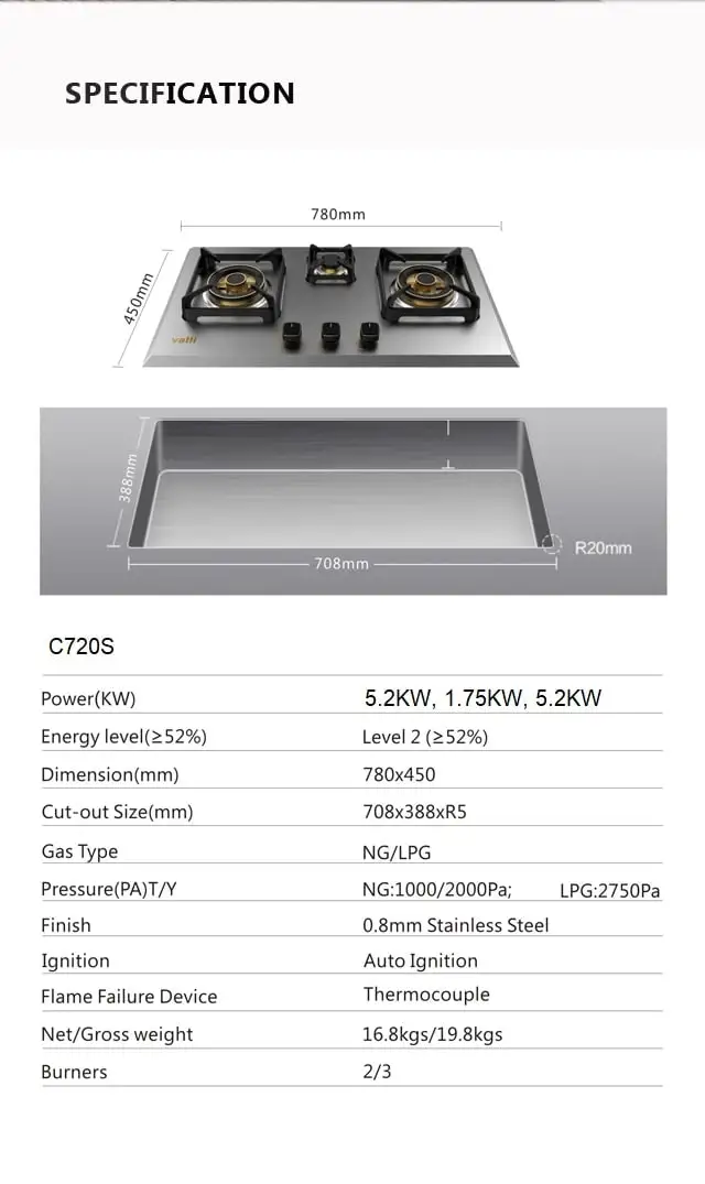 Vatti S/S Gas Hob - Image 2