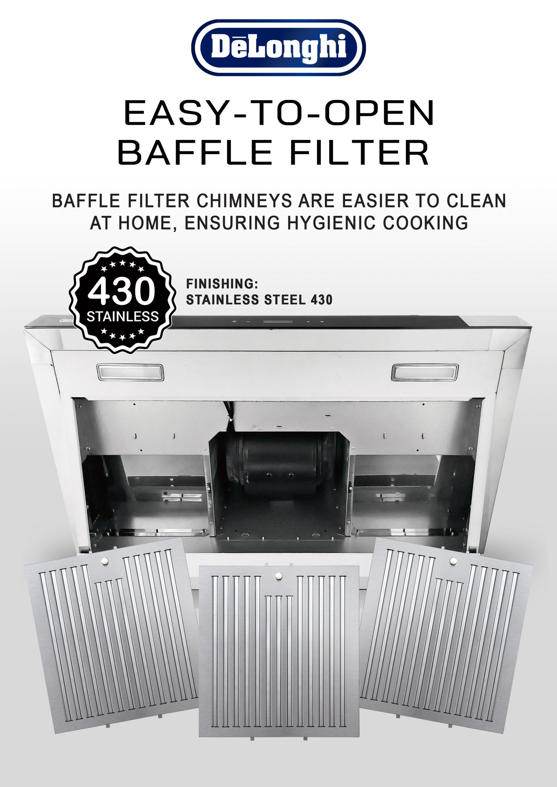 Delonghi 90CM Cooker Hood 1450 m³/hr - Image 5