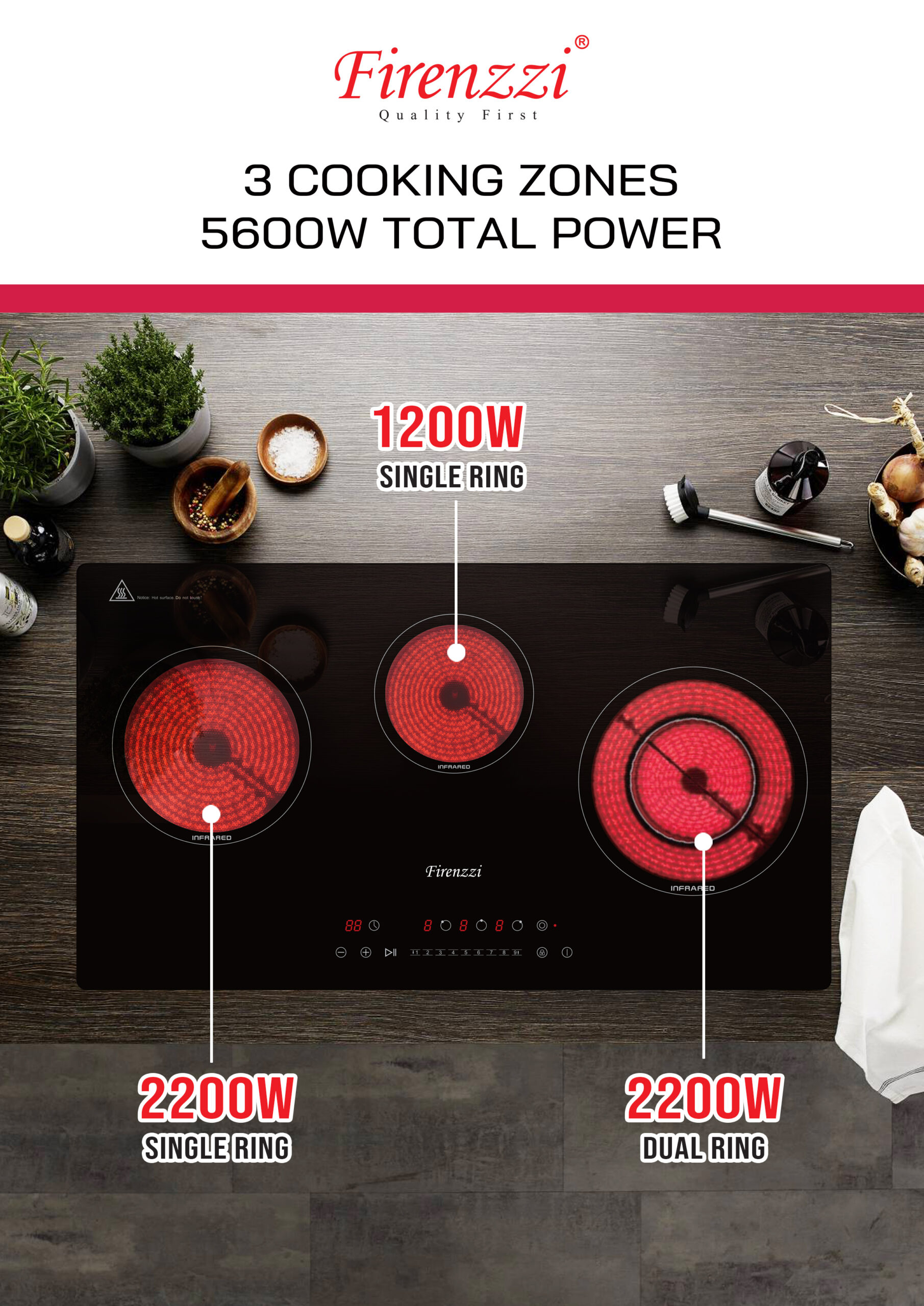 Firenzzi Glass Ceramic Hob - Image 3