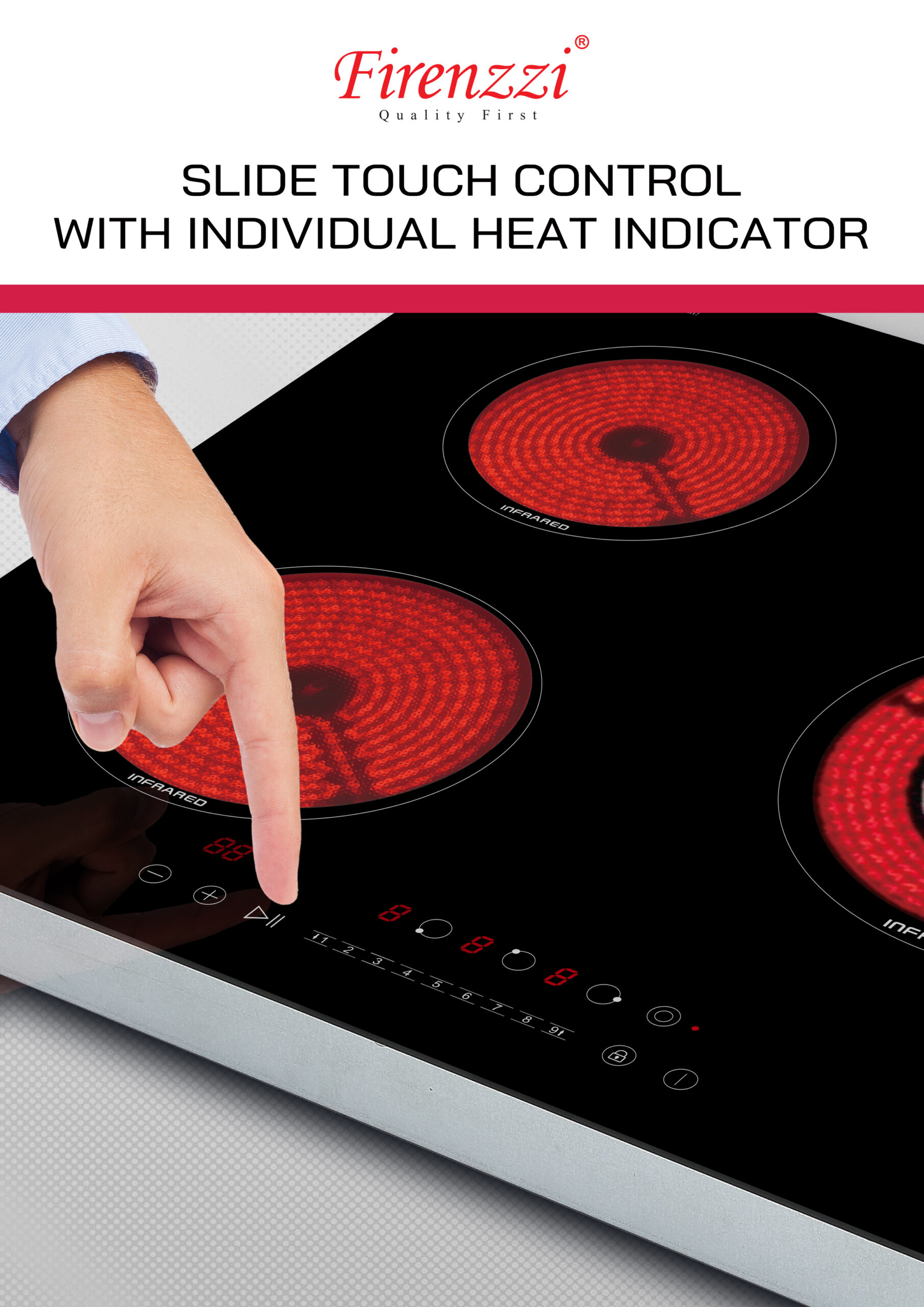 Firenzzi Black Crystal Glass Ceramic Hob - Image 3