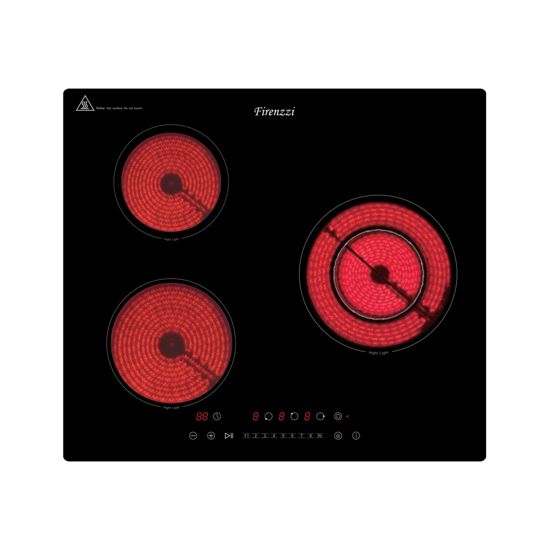 Firenzzi Black Crystal Glass Ceramic Hob