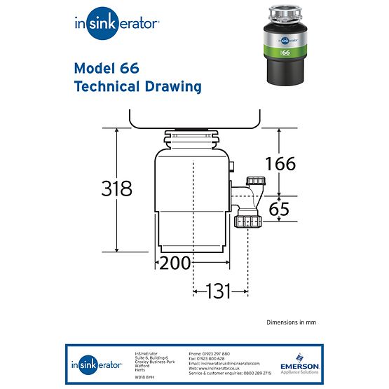 Insinkerator Waste Disposer / Disposal Model 66 0.75 HP - Image 2