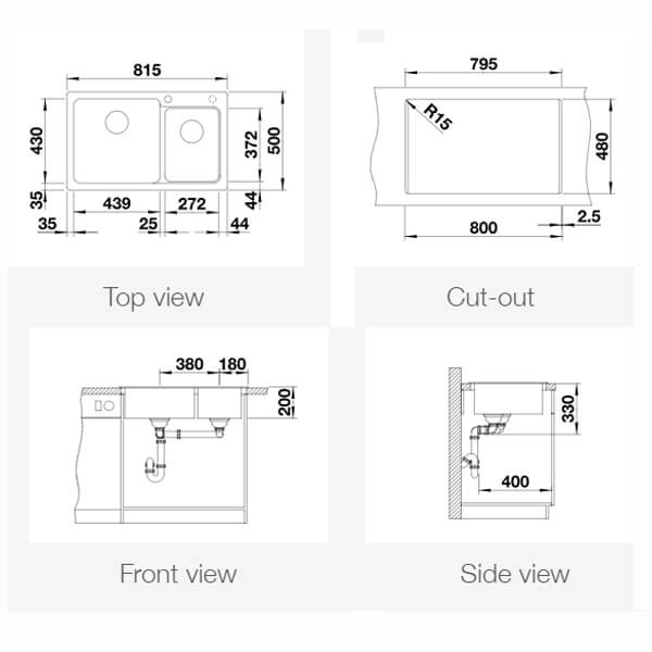 Blanco SILGRANIT PuraDur Topmount Double Bowl Granite Sink - Image 2