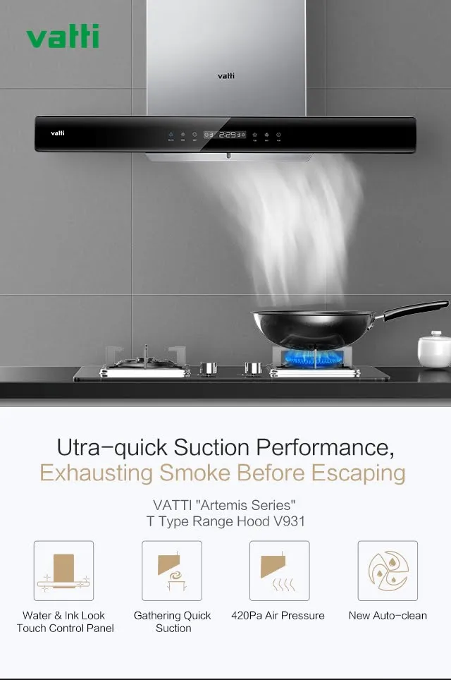 Vatti (1860m3/h) High Suction Power Auto steam clean Hood - Image 3