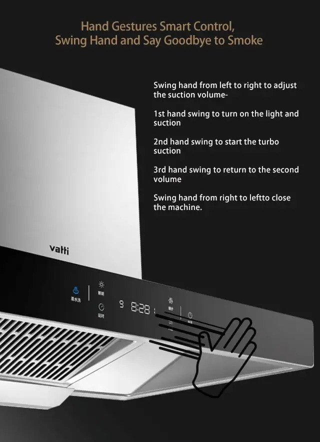 Vatti (1860m3/h) High Suction Power Auto steam clean Hood - Image 5