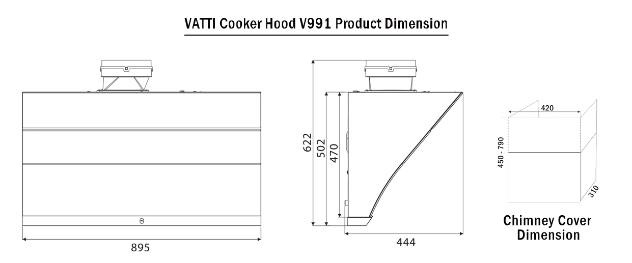 Vatti High Suction Power Cooker Hood with Auto clean - Image 2