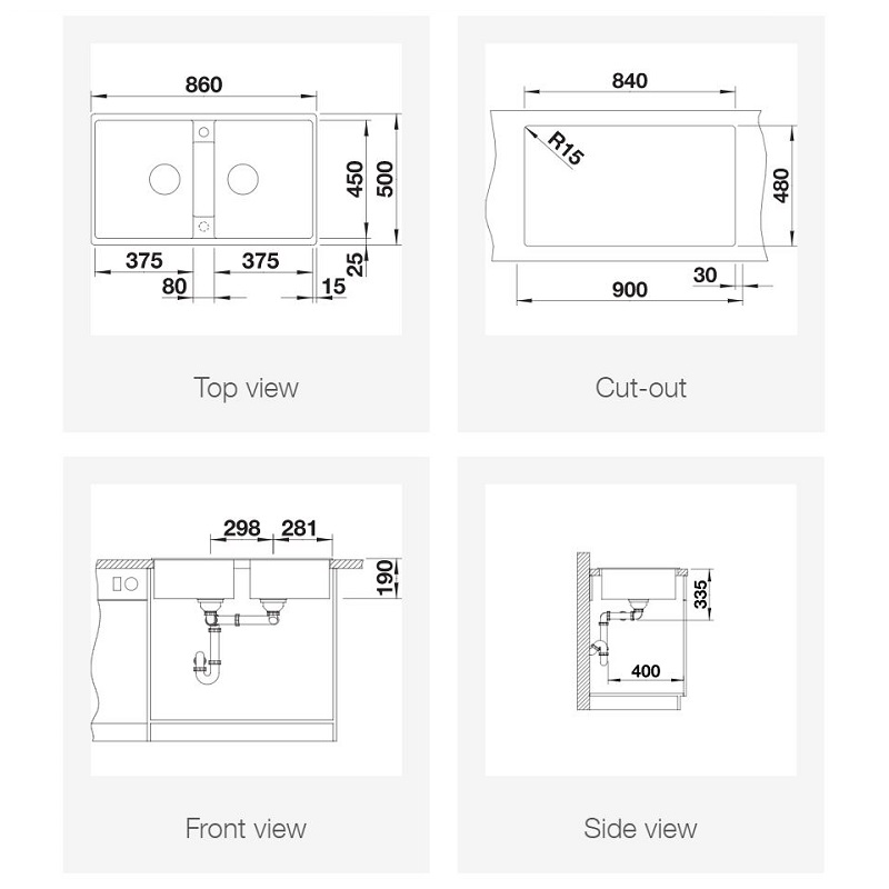 Blanco SILGRANIT PuraDur Topmount Double Bowl Granite Sink - Image 2