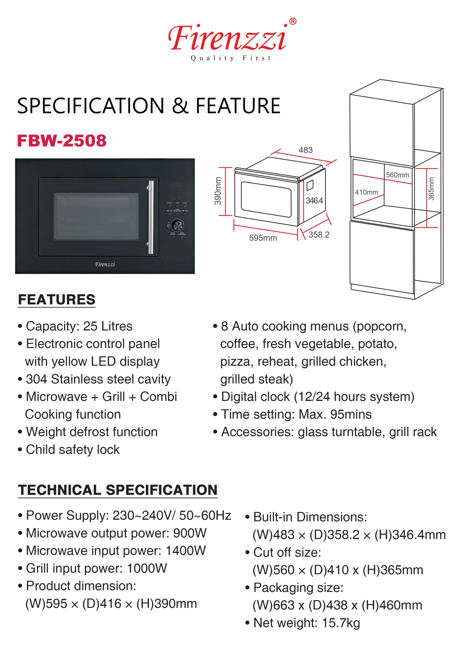 Firenzzi Built-in Microwave Oven - Image 2