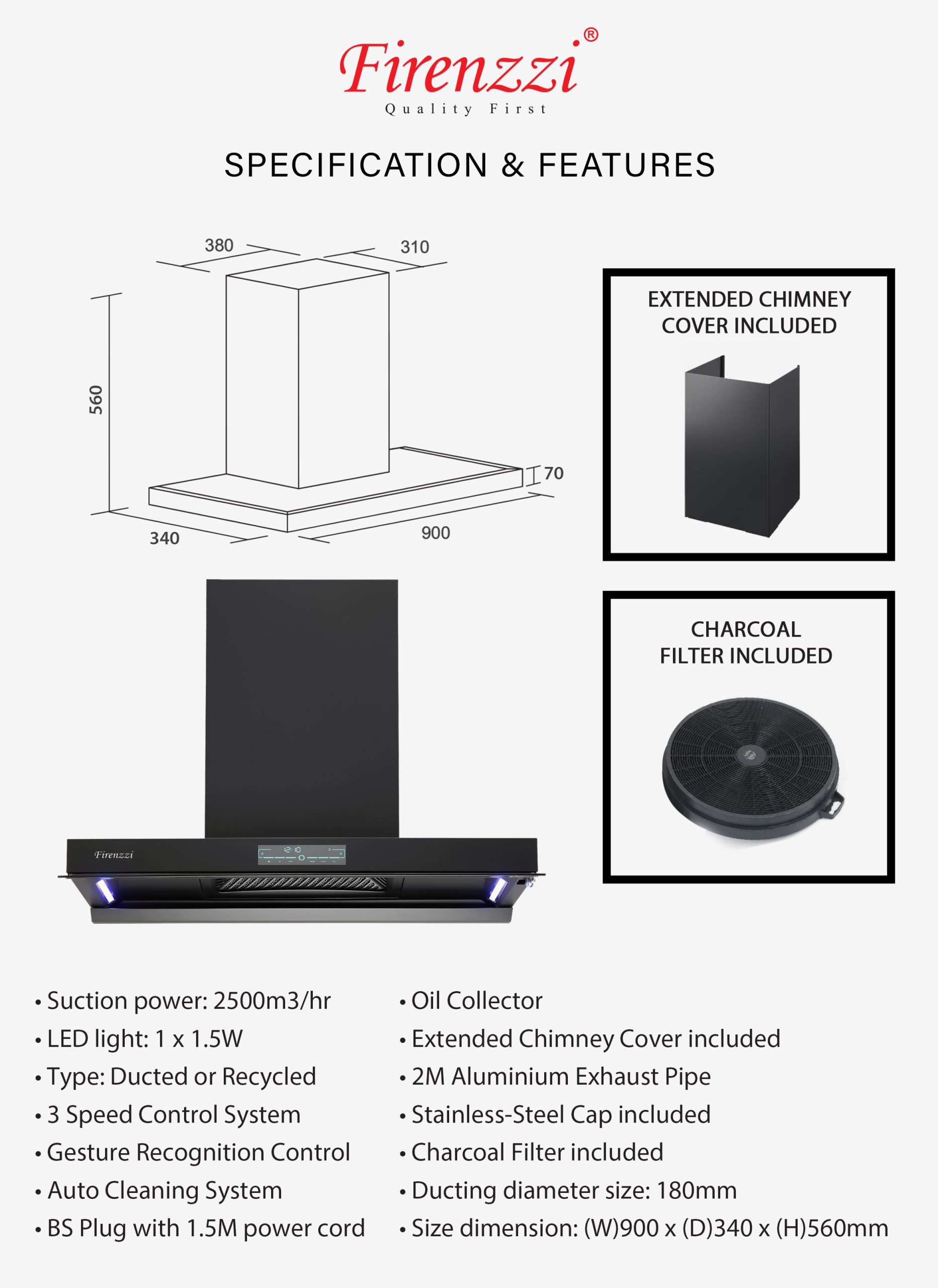 Firenzzi Cooker Hood - Image 2