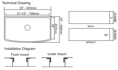 Cavarro 33'' x 20'' Ceramic Farmhouse Sink - Image 2