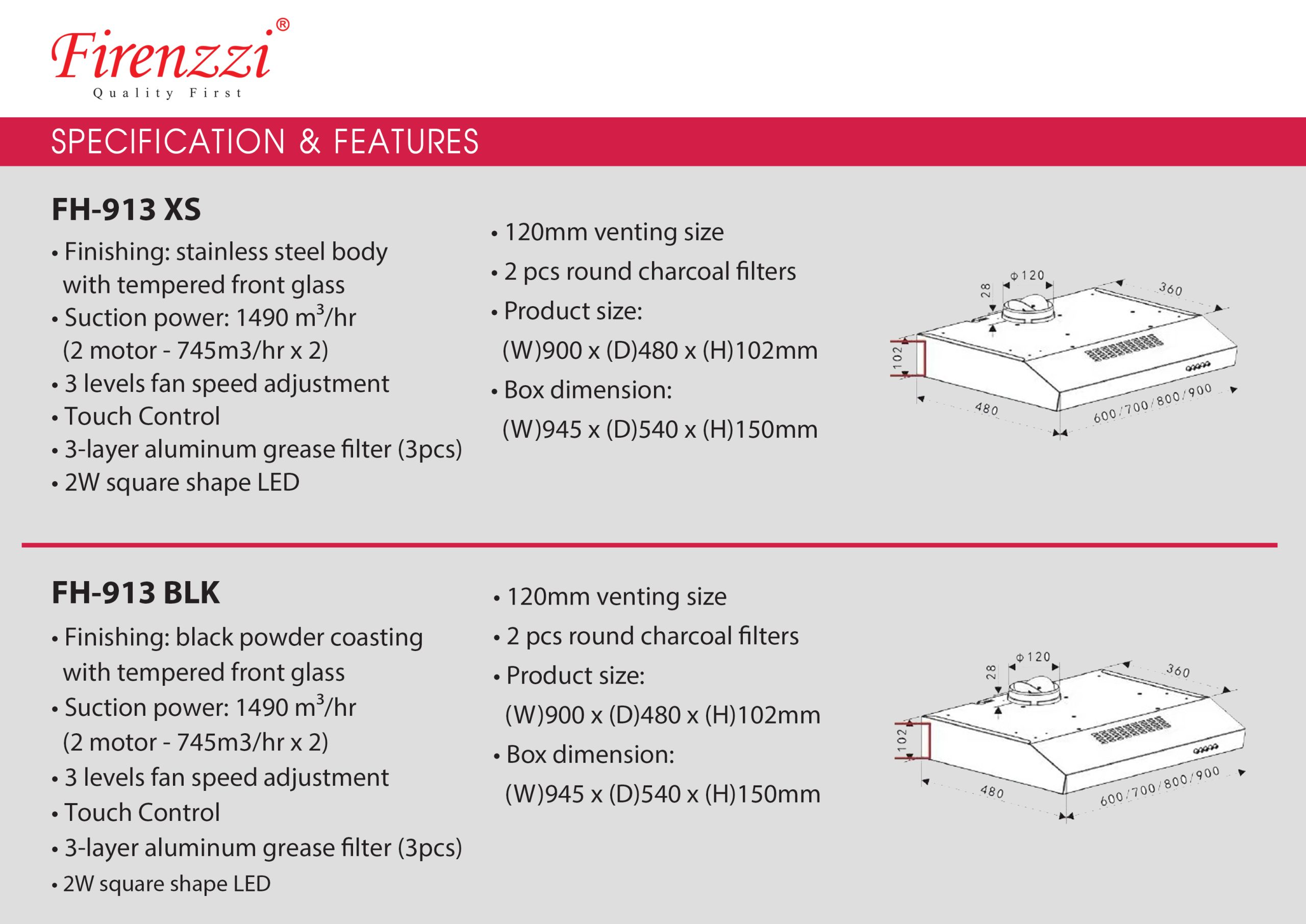 Firenzzi High Suction Power Stainless Steel Finishing Slim Cooker Hood - Image 2