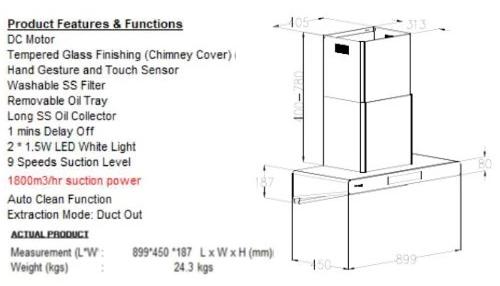 Lebensstil Kolektion Self Cleaning Cooker Hood - Image 4