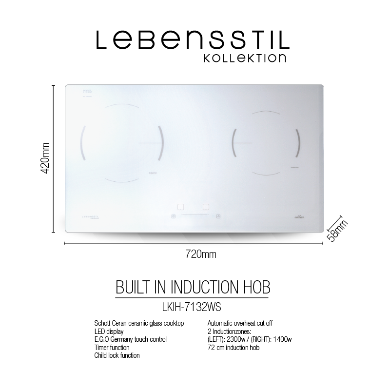 Lebensstil Kolektion White Series Induction Hob - Image 2