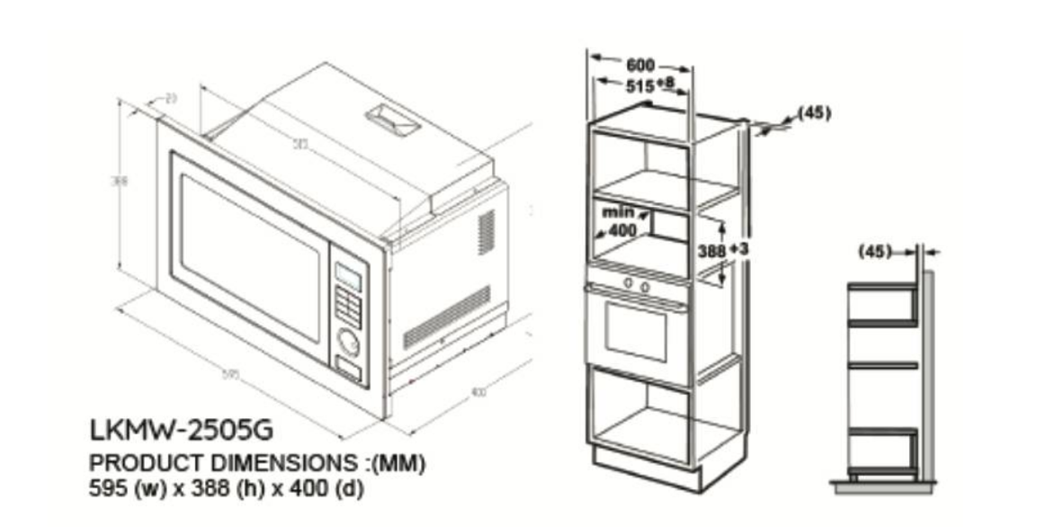 Lebensstil Kolektion Built- in Microwave With Grill Black - Image 2