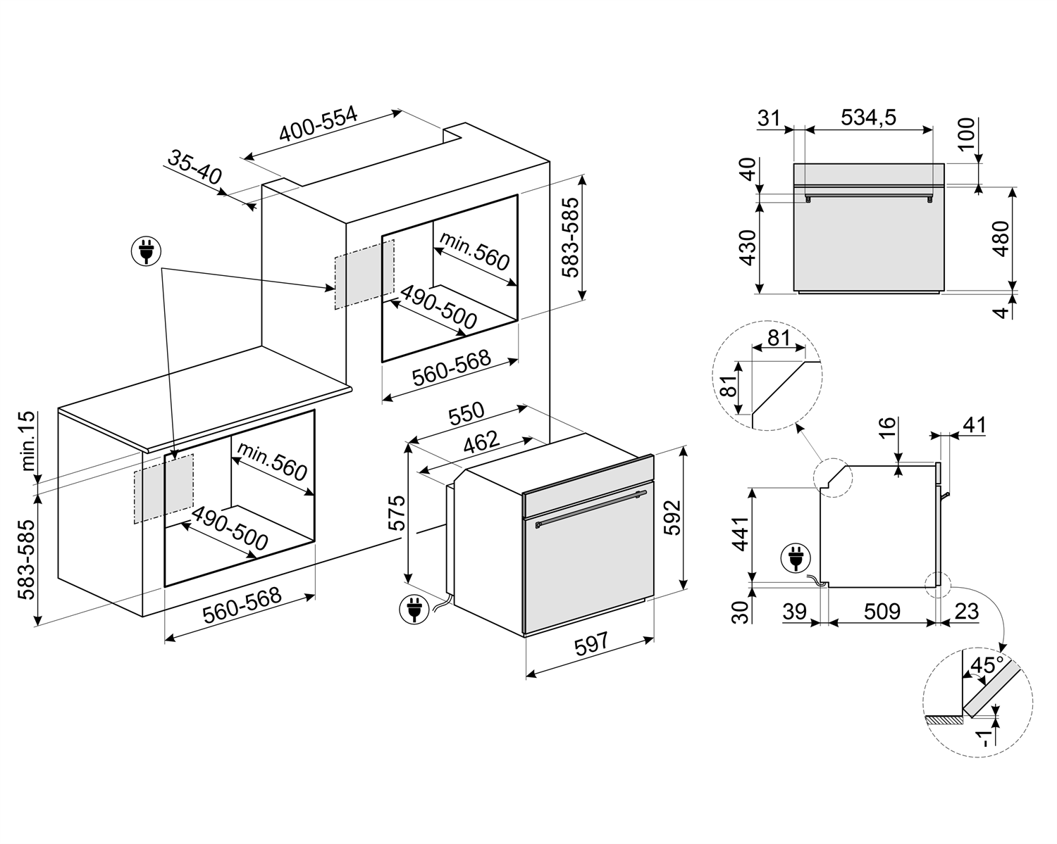 Smeg 79L Built- in Multifuntion Oven - Image 3