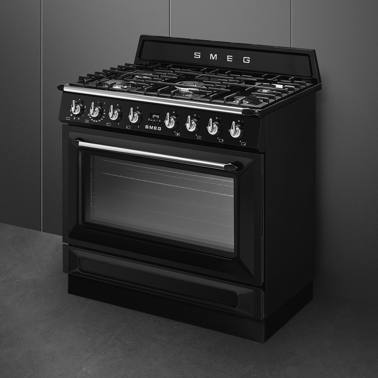 Smeg 90cm Black Victoria Gas Electric Freestanding Cooker - Image 2