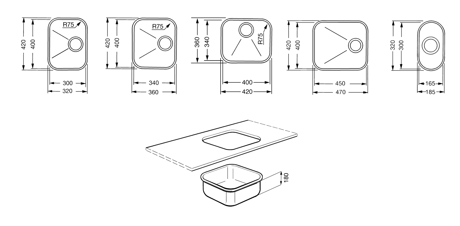 Smeg 45cm Single Bowl Undermount Stainless Steel Sink - Image 3