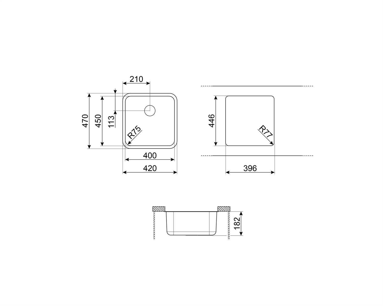 Smeg 45cm Single Bowl Undermount Stainless Steel Sink - Image 2